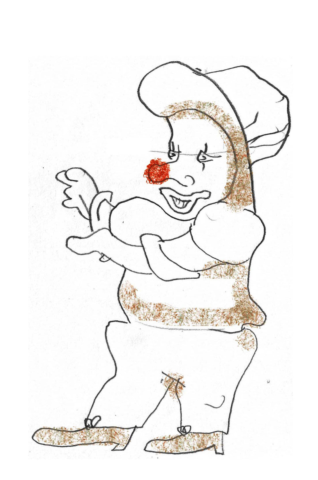 Clown-Zeichnung Hände hinten Clown-Zeichnung
